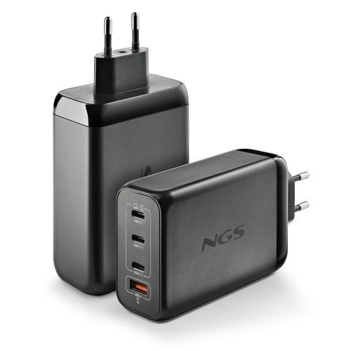 NGS Cargador de Pared GaN 240W 4 Puertos (3xUSB-C + 1xUSB-A) Negro NGS Cargador de Pared GaN 240W 4 Puertos (3xUSB-C + 1xUSB-A) Negro