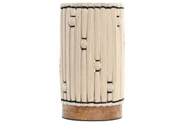DKD Home Decor Lámpara de Sobremesa Algodón Rafia Nudo 16x16x28 cm Crudo, Negro y Marrón