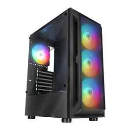 Rampage SHIVA Caja PC con ventana 4x ventilador 120mm Rainbow negra
