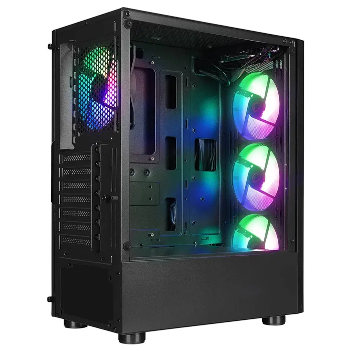 Rampage SHIVA Caja PC con ventana 4x ventilador 120mm Rainbow negra