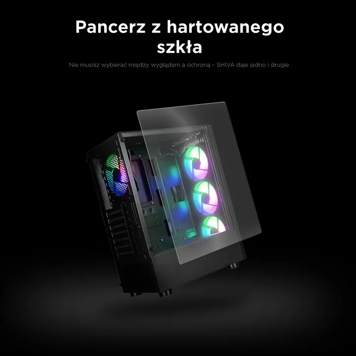 Rampage SHIVA Caja PC con ventana 4x ventilador 120mm Rainbow negra