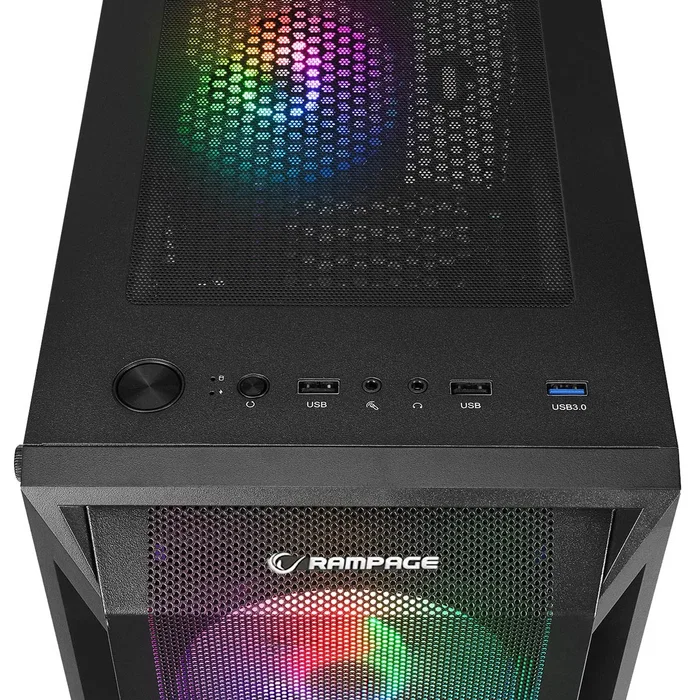Rampage SHIVA Caja PC con ventana 4x ventilador 120mm Rainbow negra