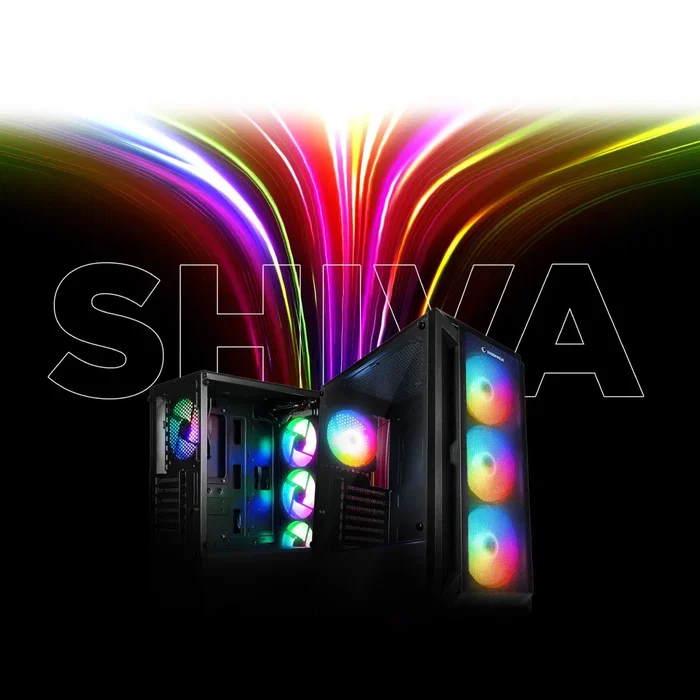 Rampage SHIVA Caja PC con ventana 4x ventilador 120mm Rainbow negra