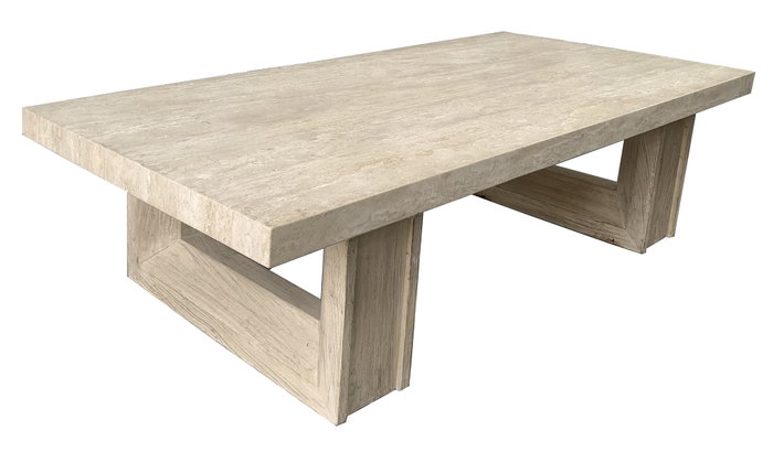DKD Home Decor Mesa de Centro Olmo y Mármol Travertino 160x80x43
