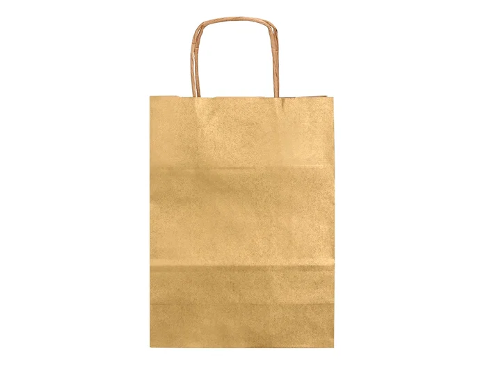 Q-connect Bolsa Papel Kraft Oro L con Asa Retorcida 320x400x140 mm Paquete 25 Unidades