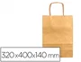 Q-connect Bolsa Papel Kraft Oro L con Asa Retorcida 320x400x140 mm Paquete 25 Unidades