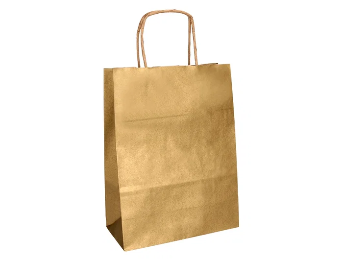 Q-connect Bolsa Papel Kraft Oro L con Asa Retorcida 320x400x140 mm Paquete 25 Unidades