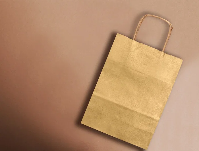 Q-connect Bolsa Papel Kraft Oro L con Asa Retorcida 320x400x140 mm Paquete 25 Unidades