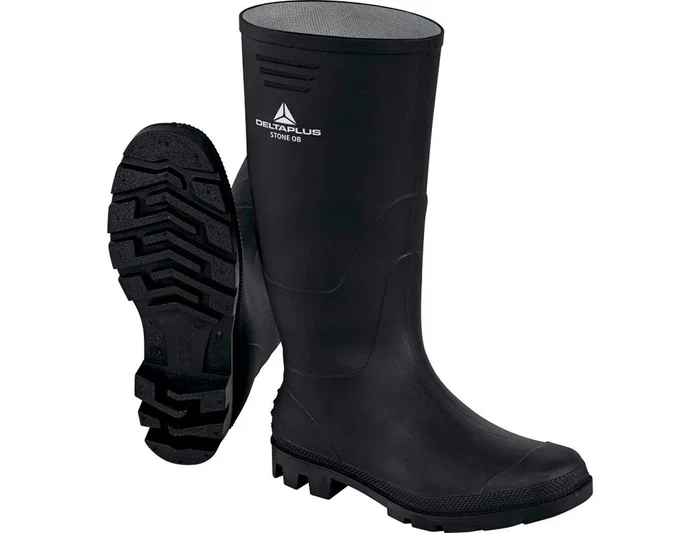 Deltaplus Botas de Seguridad Stone PVC Negro Suela de Tacos Talla 48 EN ISO 20347:2022 OB SRA
