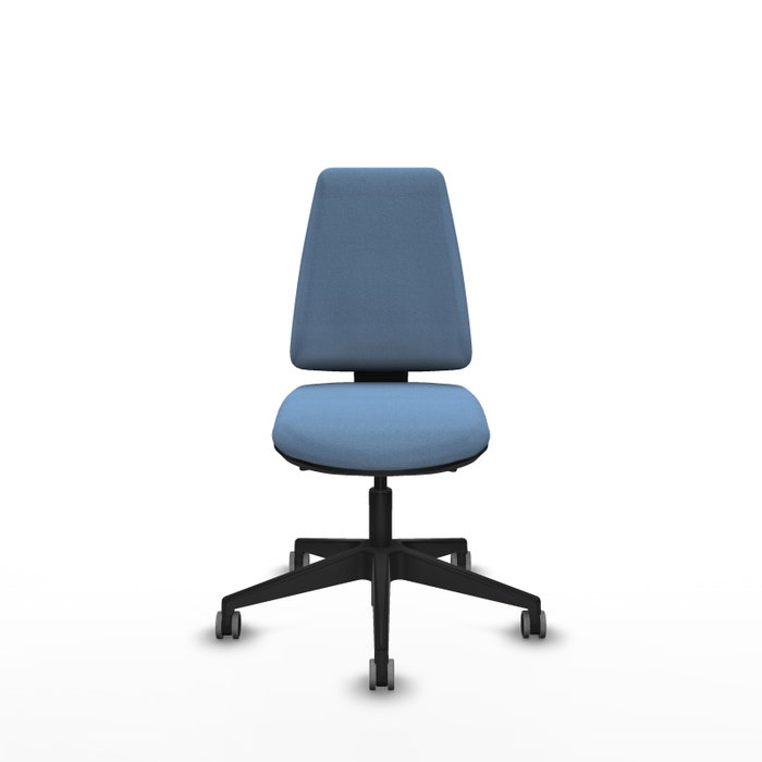 Silla de oficina Elche con mecanismo Asincro tapizada con Tela color Azul cielo. Equipada con Base piramidal negra, Sin brazos y Ruedas 65 mm parqué Silla de oficina Elche con mecanismo Asincro tapizada con Tela color Azul cielo. Equipada con Base piramidal negra, Sin brazos y Ruedas 65 mm parqué