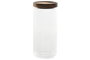 DKD Home Decor - Botes de Vidrio Transparente con Tapa de Acacia, 1 Litro, 12 Unidades (9 x 20.5 x 9 cm), Apto Lavavajillas