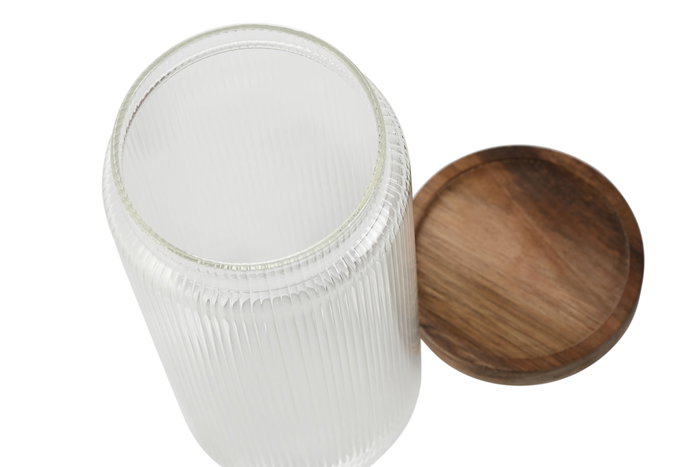 DKD Home Decor - Botes de Vidrio Transparente con Tapa de Acacia, 1 Litro, 12 Unidades (9 x 20.5 x 9 cm), Apto Lavavajillas DKD Home Decor - Botes de Vidrio Transparente con Tapa de Acacia, 1 Litro, 12 Unidades (9 x 20.5 x 9 cm), Apto Lavavajillas