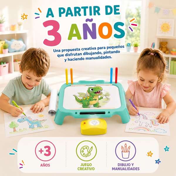 Jugatoys - pequeñ@sartistas Proyector dibujo 2 en 1 con accesorios y luces