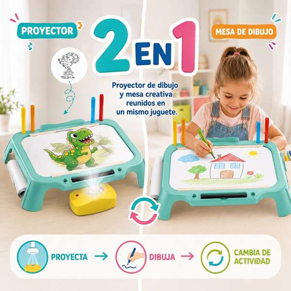 Jugatoys - pequeñ@sartistas Proyector dibujo 2 en 1 con accesorios y luces