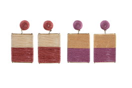 DKD Home Decor Set de 2 Pendientes de Rafia y Metal Surtido de 48 Piezas