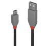 Lindy 36731 Cable USB A a Micro USB B 2.0 de 0.5 m para Datos y Carga, Negro y Gris