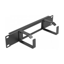 DeLOCK Panel de gestión de cables de 10″ con abertura y 2 ganchos 1U negro