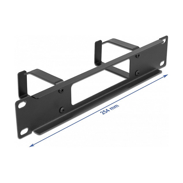 DeLOCK Panel de gestión de cables de 10″ con abertura y 2 ganchos 1U negro