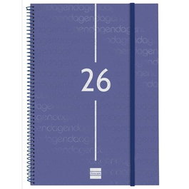 Finocam E40 Agenda Espiral Year 2026, Tapa PP Azul, Formato 210x297 mm, para Uso Profesional y Personal