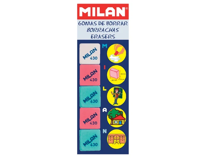 Milan Goma de borrar 430-5 blíster de 5 unidades