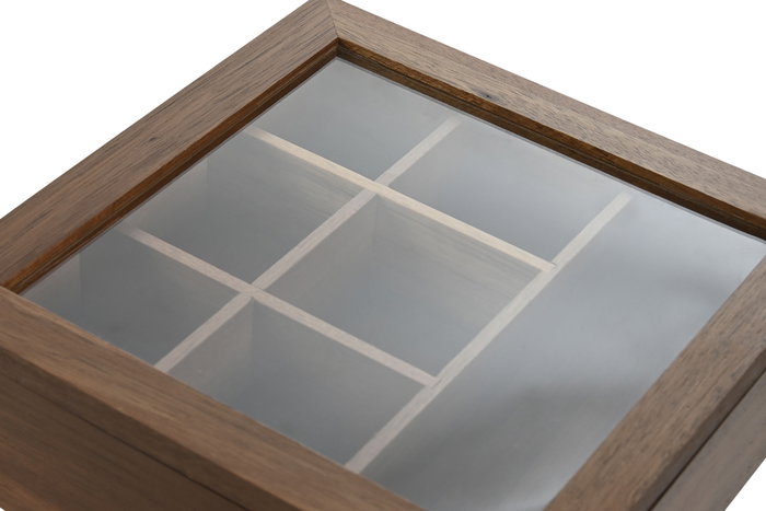DKD Home Decor Caja de Infusiones de Acacia y Cristal, 7 Compartimentos DKD Home Decor Caja de Infusiones de Acacia y Cristal, 7 Compartimentos