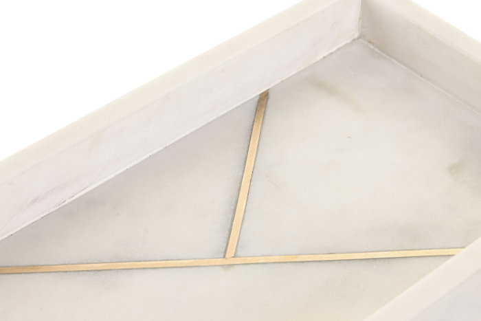 DKD Home Decor Bandeja Marmol 2025 Glam Blanco Dorado 15 x 3.8 x 30.5 cm