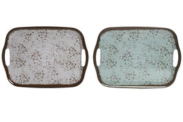 DKD Home Decor Bandeja Basicos Azul Blanco Melamina 26.2 x 2 x 36.4 cm (6 Unidades)