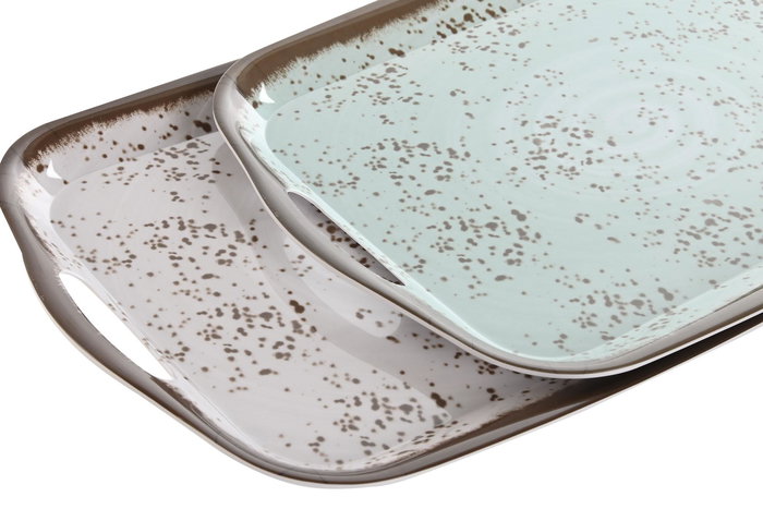 DKD Home Decor Bandeja Basicos Azul Blanco Melamina 26.2 x 2 x 36.4 cm (6 Unidades)