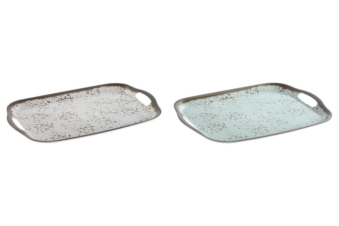 DKD Home Decor Bandeja Basicos Azul Blanco Melamina 26.2 x 2 x 36.4 cm (6 Unidades)