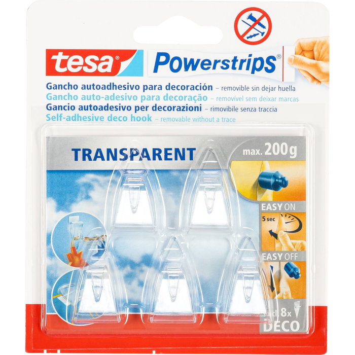Tesa Powerstrips Deco Hooks Small transparent 5 pcs Tesa Powerstrips Deco Hooks Small transparent 5 pcs