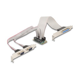DeLOCK 95277 Mini PCI Express a PCIe Full-Size Adaptador de Tarjeta Interno con 1 Puerto Paralelo y 2 Puertos Seriell RS-232 (Verde)