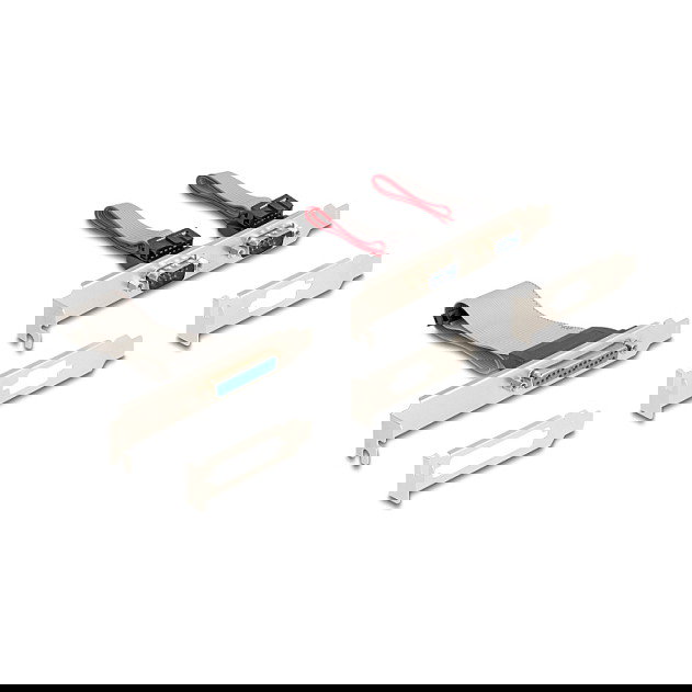 DeLOCK 95277 Mini PCI Express a PCIe Full-Size Adaptador de Tarjeta Interno con 1 Puerto Paralelo y 2 Puertos Seriell RS-232 (Verde)