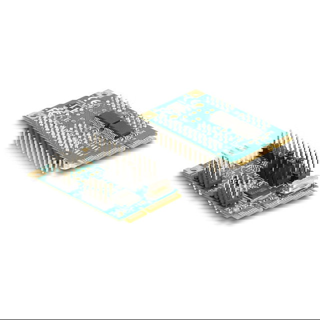 DeLOCK 95277 Mini PCI Express a PCIe Full-Size Adaptador de Tarjeta Interno con 1 Puerto Paralelo y 2 Puertos Seriell RS-232 (Verde)