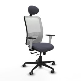 PIQUERAS Y CRESPO Silla de oficina Zulema Gris y Blanca con Mecanismo Sincro/Traslack