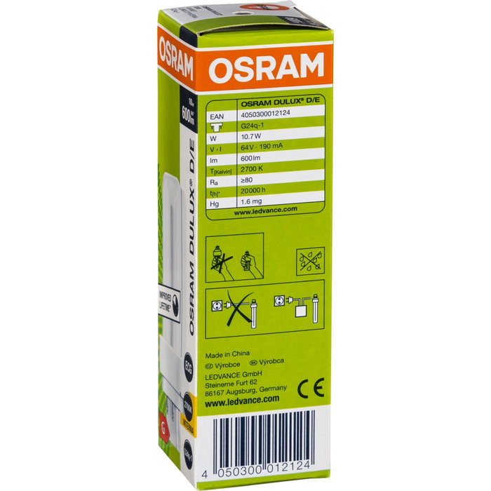 Osram DULUX D/E Lámpara de Ahorro Energético 10W 827 G24Q-1 FS1 Osram DULUX D/E Lámpara de Ahorro Energético 10W 827 G24Q-1 FS1