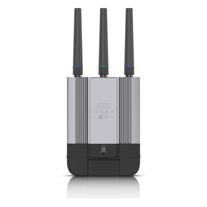 Ubiquiti UMR-Industrial Router 4G/LTE Móvil Industrial con Wi-Fi 2.4 GHz, 3 Antenas SMA Desmontables, GPS, 2 Puertos Gigabit, PoE, USB-C, para Montaje en Pared/Poste/DIN