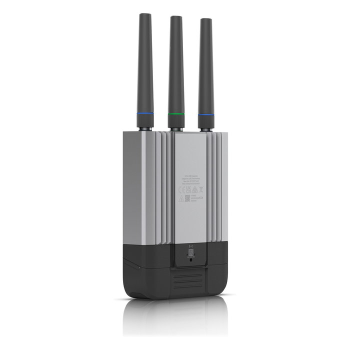 Ubiquiti UMR-Industrial Router 4G/LTE Móvil Industrial con Wi-Fi 2.4 GHz, 3 Antenas SMA Desmontables, GPS, 2 Puertos Gigabit, PoE, USB-C, para Montaje en Pared/Poste/DIN