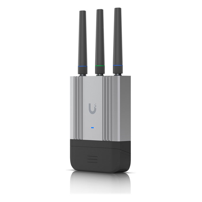 Ubiquiti UMR-Industrial Router 4G/LTE Móvil Industrial con Wi-Fi 2.4 GHz, 3 Antenas SMA Desmontables, GPS, 2 Puertos Gigabit, PoE, USB-C, para Montaje en Pared/Poste/DIN