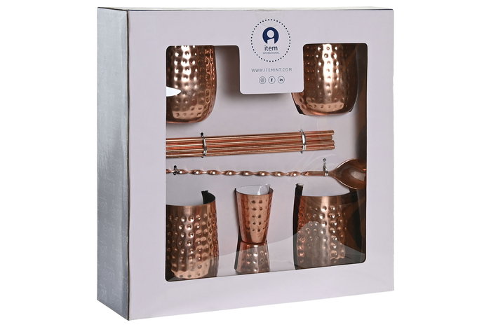 DKD Home Decor Coctel Loft 8.5 x 11 x 8.5 cm Set de 10 Vasos Cobrizo