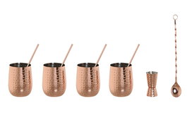 DKD Home Decor Set de Coctelería de Acero Inoxidable Cobrizo Grabado, 10 Piezas