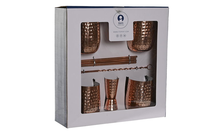 DKD Home Decor Coctel Loft 8.5 x 11 x 8.5 cm Set de 10 Vasos Cobrizo