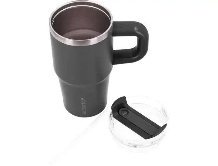 Antartik Taza térmica Pulse con asa y tapa hermética, 570 ml, Negro