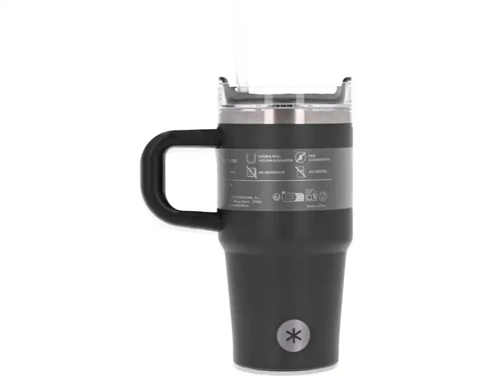 Antartik Taza térmica Pulse con asa y tapa hermética, 570 ml, Negro
