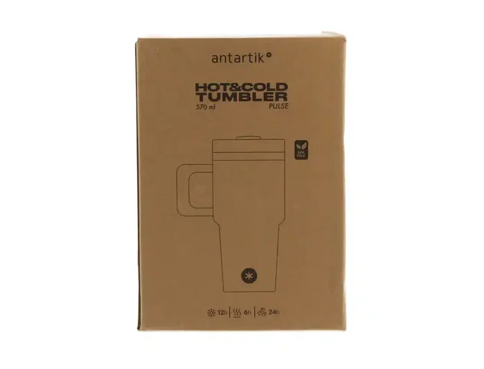 Antartik Taza térmica Pulse con asa y tapa hermética, 570 ml, Negro