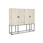 DKD Home Decor Armario de Mango y Metal Tallado Blanco