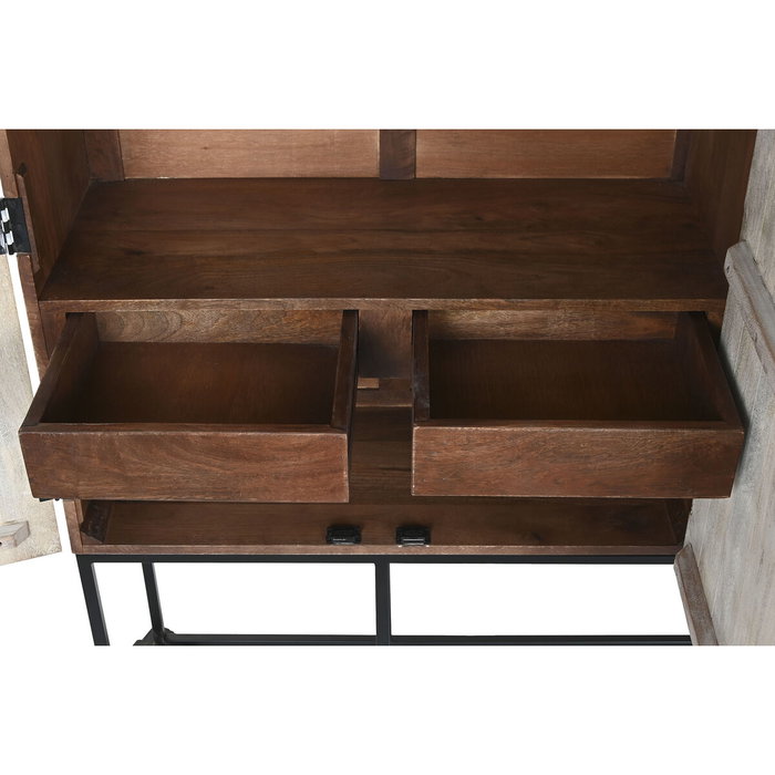 DKD Home Decor Armario de Mango y Metal Tallado Blanco