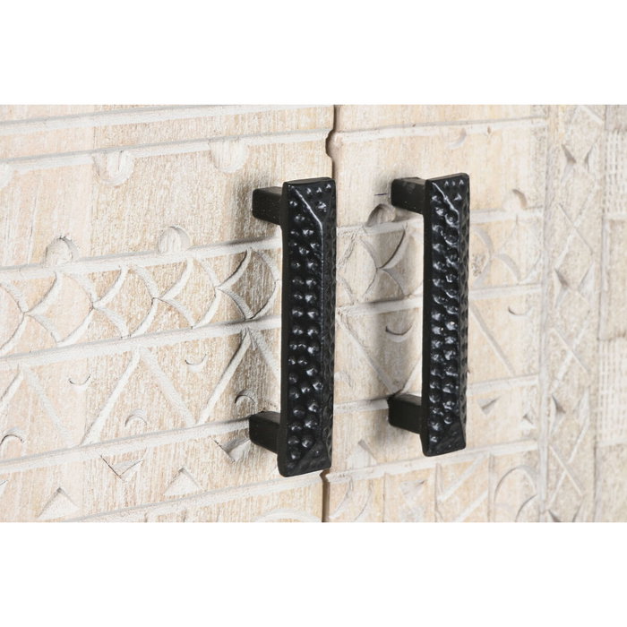DKD Home Decor Armario de Mango y Metal Tallado Blanco