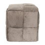 Home Deco Factory Scott Puf Trenzado Taupe - Cocooning - Estructura Madera, Asiento Poliéster, Relleno Mousse PU, Soport 110kg