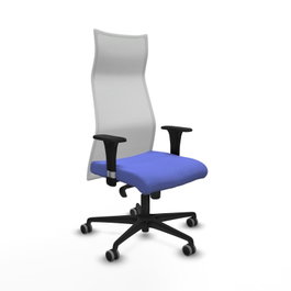 PIQUERAS Y CRESPO Sillón Albacete con Mecanismo Sincro, Tela Azul Claro y Malla Blanca