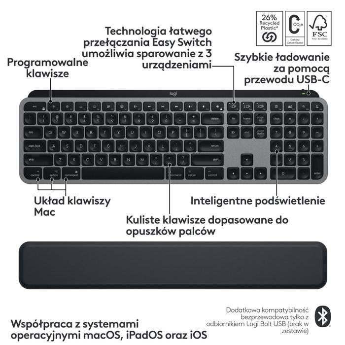 Logitech MX Keys S Combo for Mac - Teclado y Ratón Inalámbricos Negro Logitech MX Keys S Combo for Mac - Teclado y Ratón Inalámbricos Negro